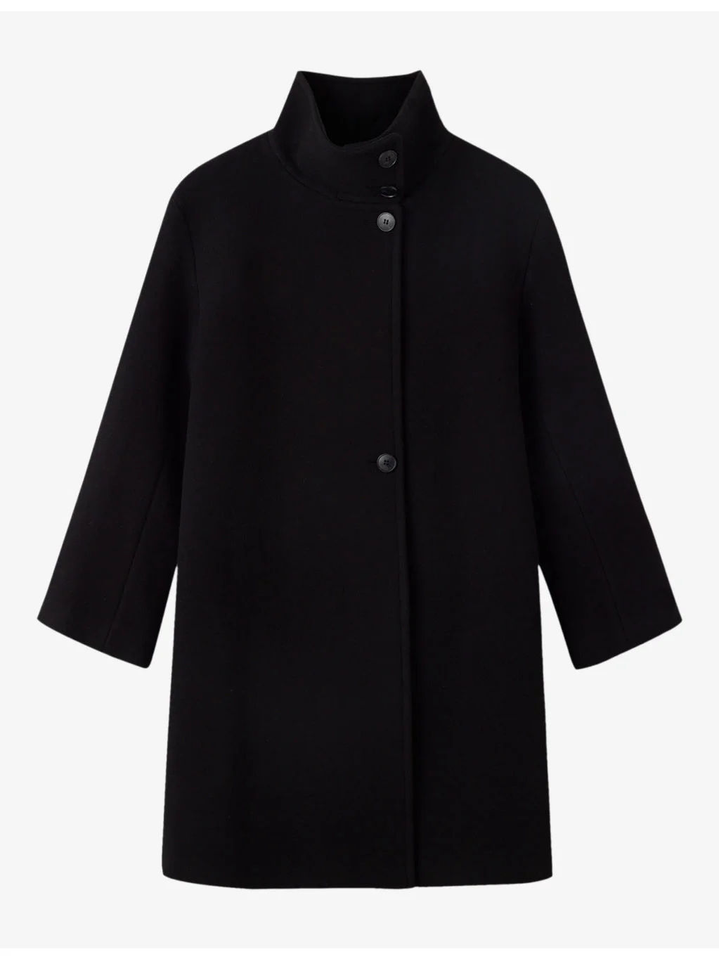 Funnel-Neck Cocoon-Fit Wool-Blend Coat - 1