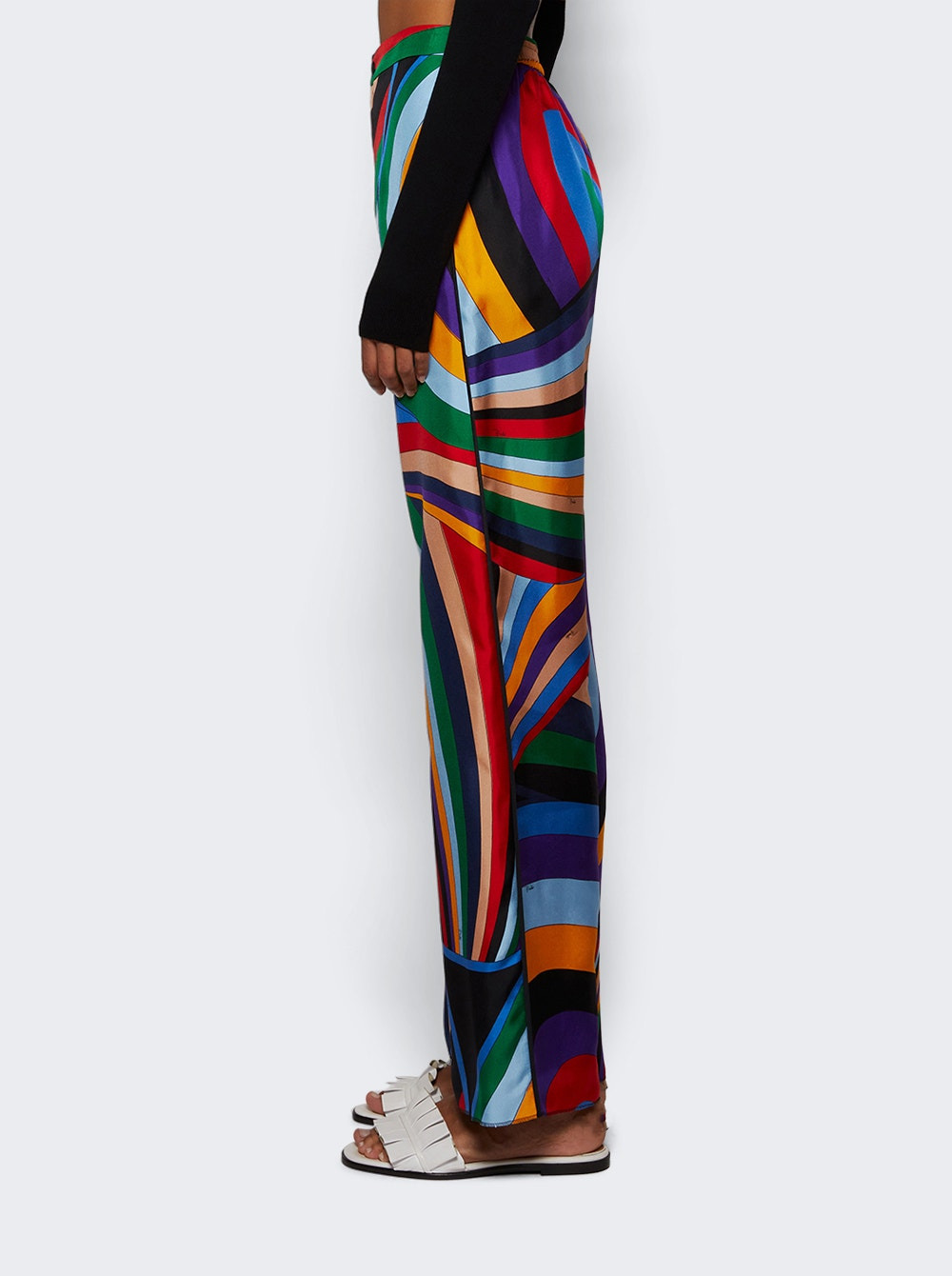 Iride-print Silk Twill Trousers Multicolor - 4