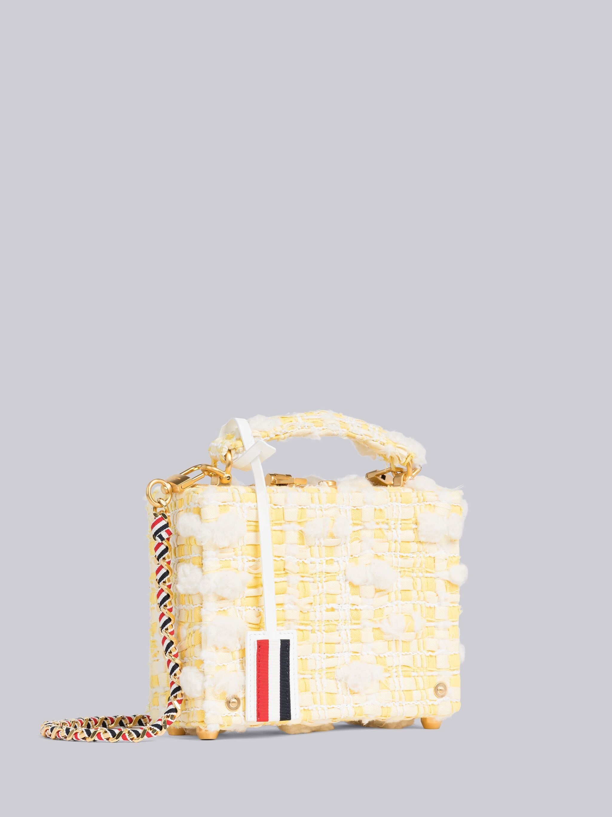 Twill Pouf Tweed Woven Chain Micro Attache Case - 3