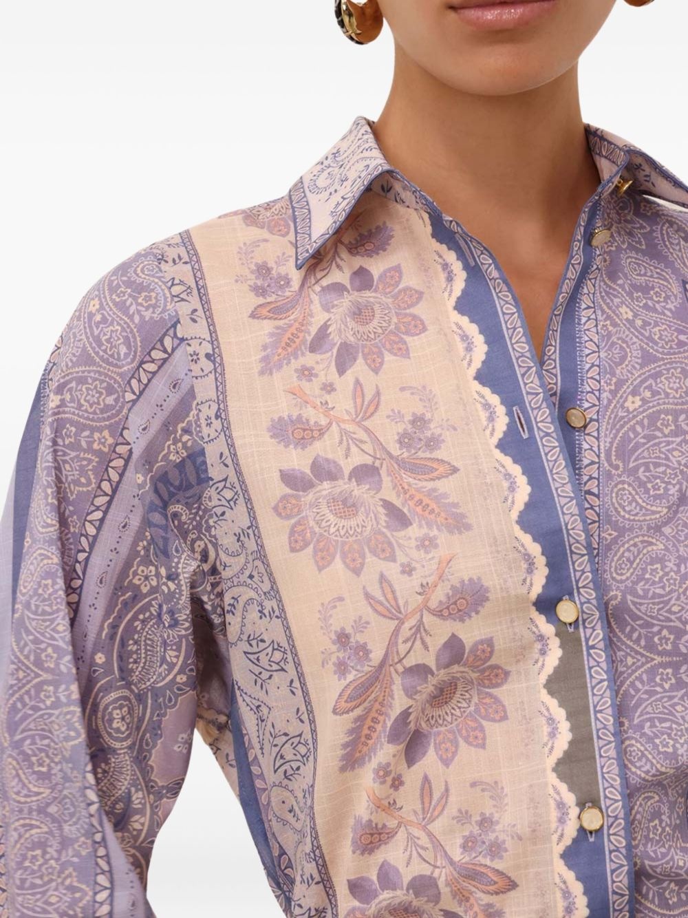 mix-print button-up shirt - 5