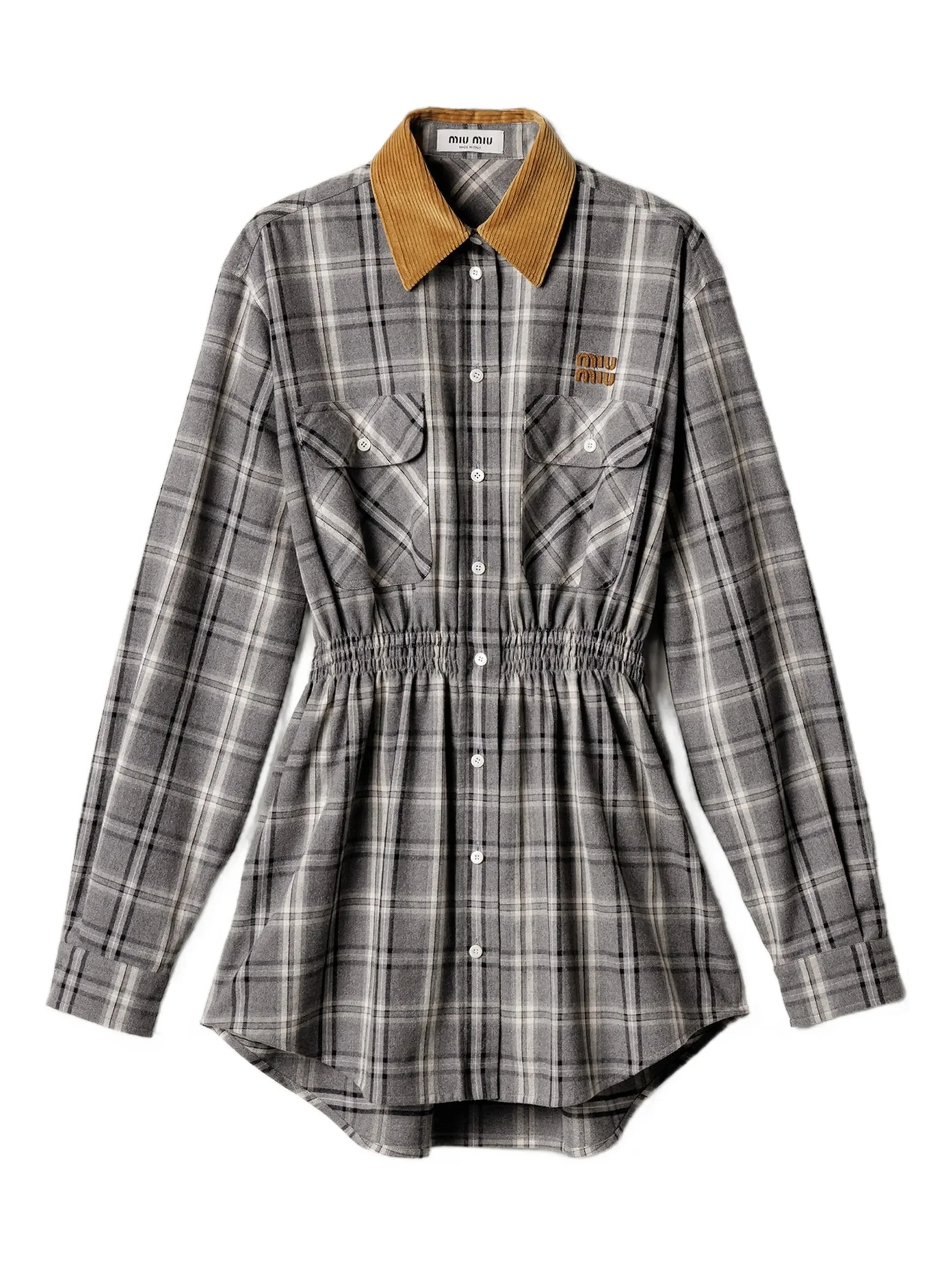 buttoned check-pattern mini dress - 1