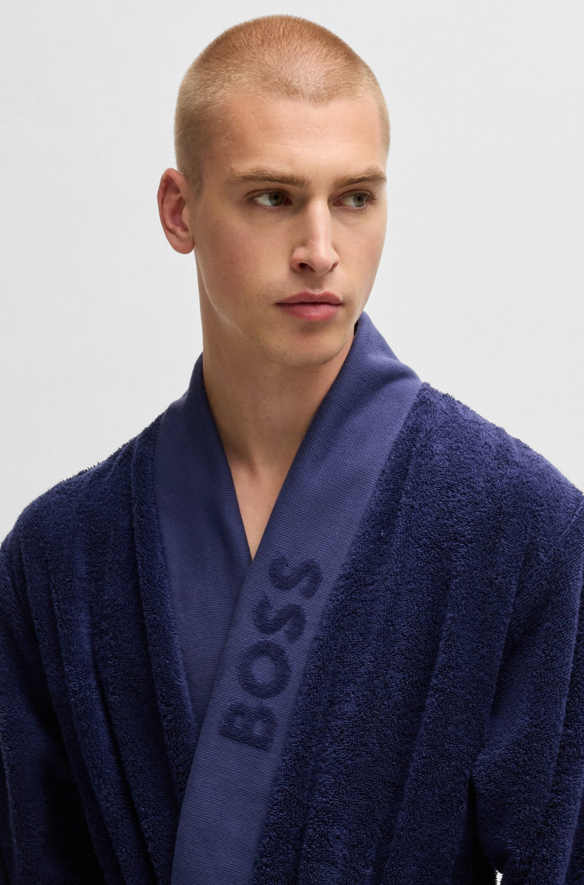 LOGO-LAPEL DRESSING GOWN IN LONG-FIBER COTTON - 6