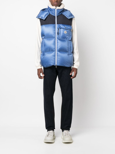 Moncler feather-down hooded gilet outlook