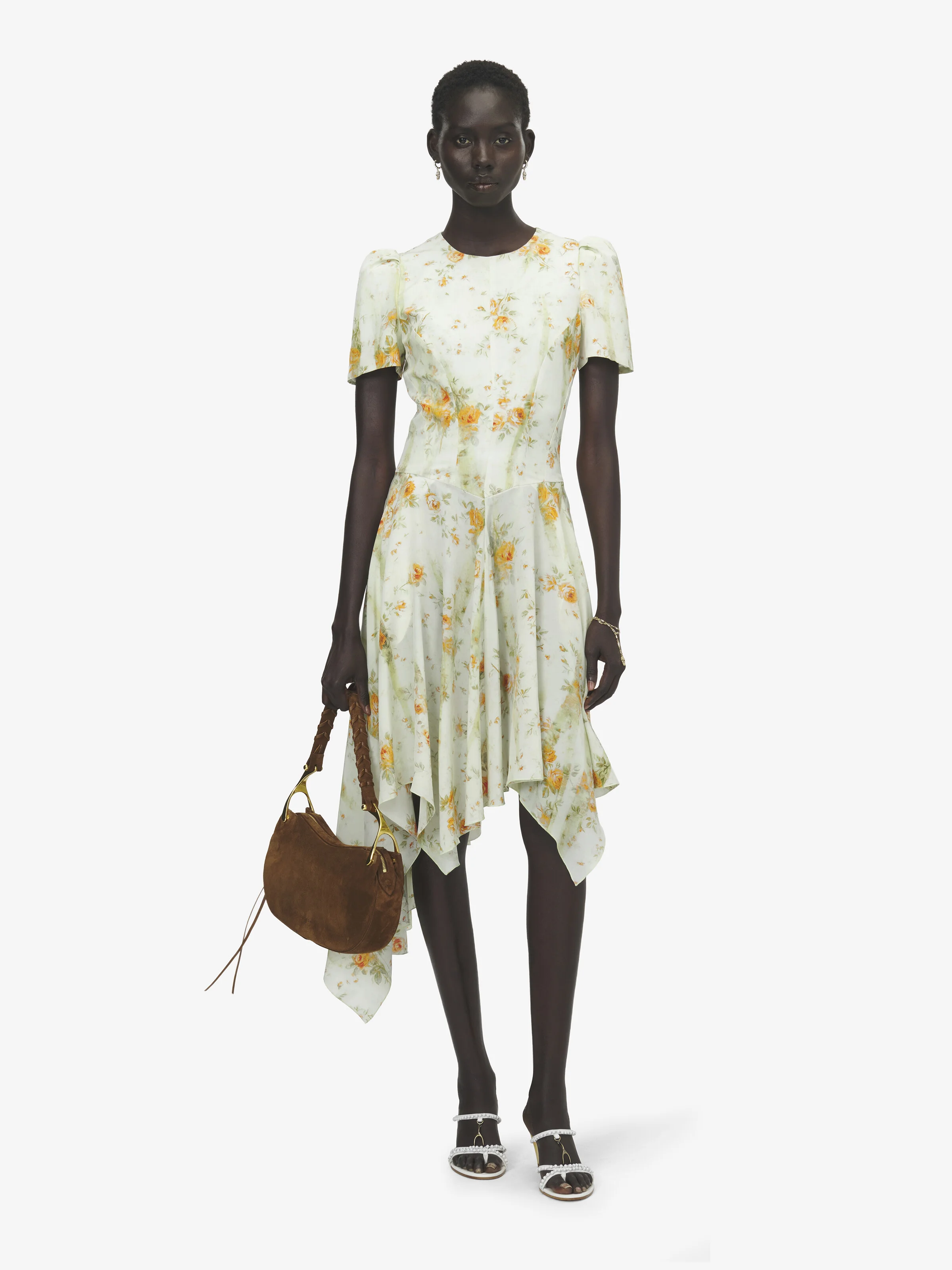 Silk Floral Print Dress - 1