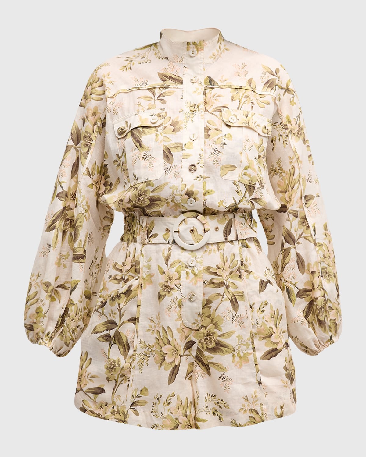 Golden Floral Paneled Playsuit - 1