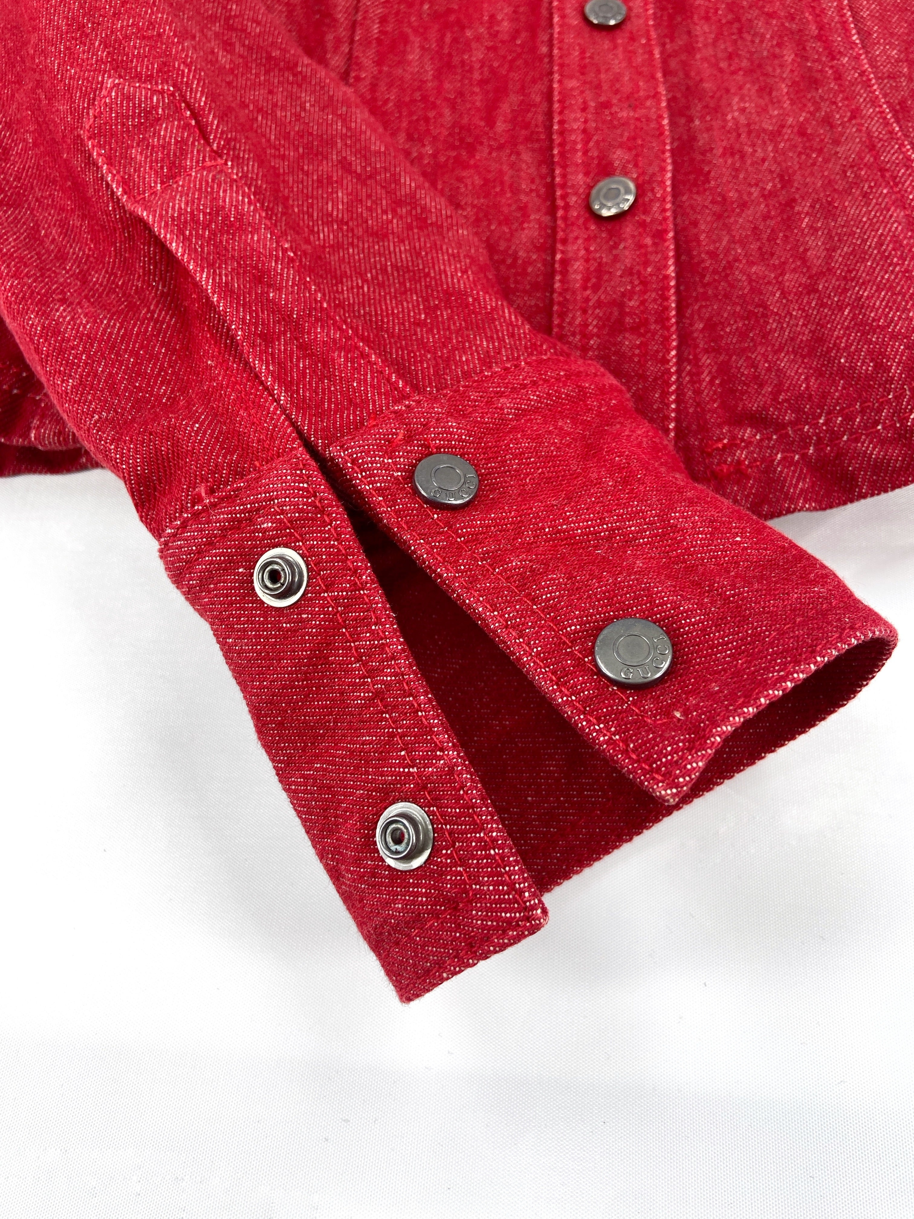 Gucci Fall 1999 Tom Ford Red Denim Jacket - 10