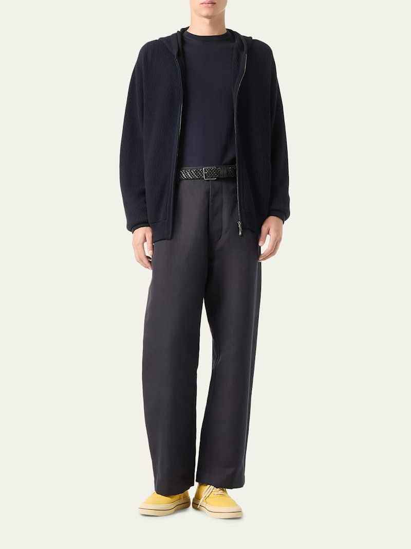 Loro Piana Men's Sloop Wool Rib Full-Zip Hoodie outlook