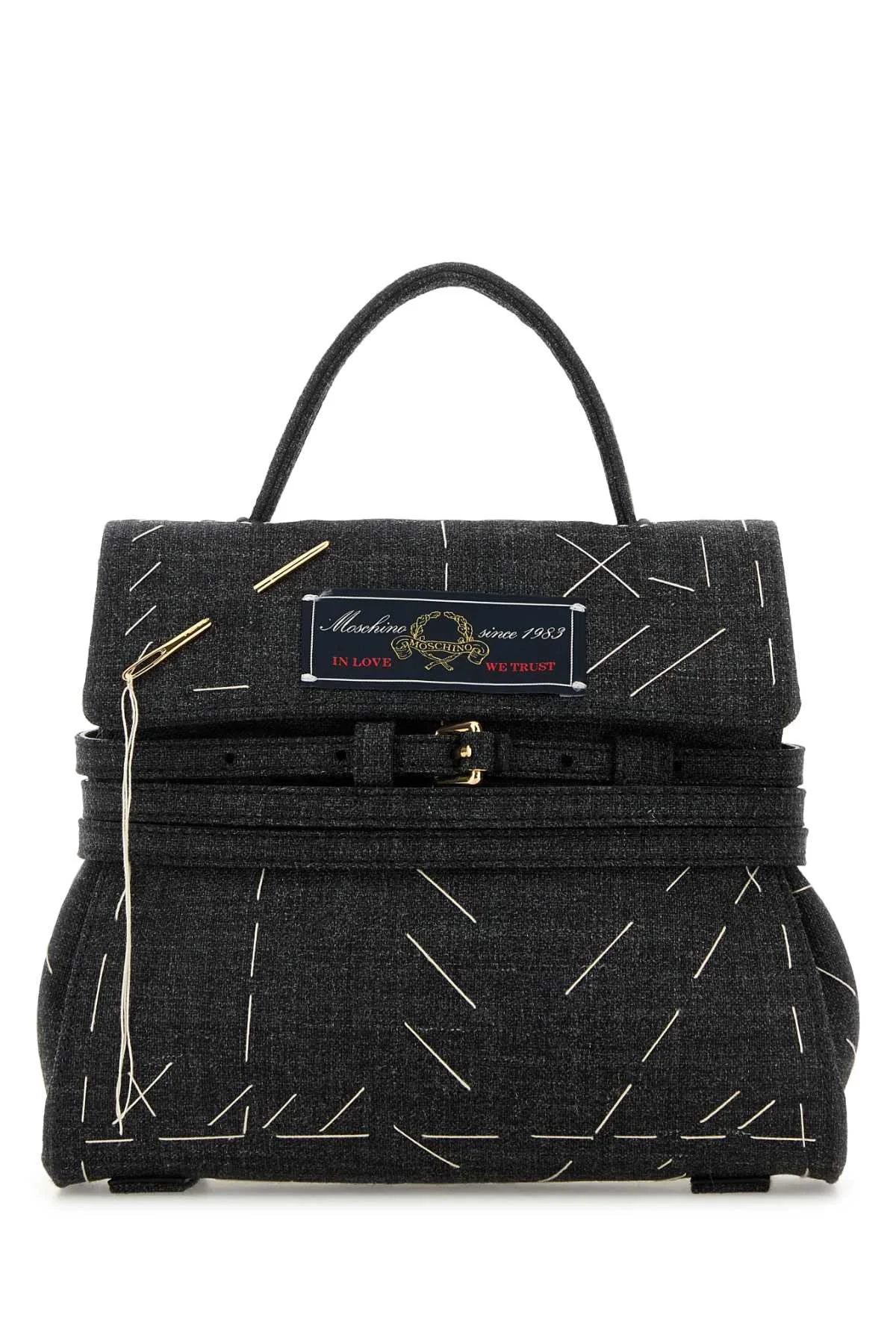 Moschino Women Dark Grey Fabric Handbag - 1