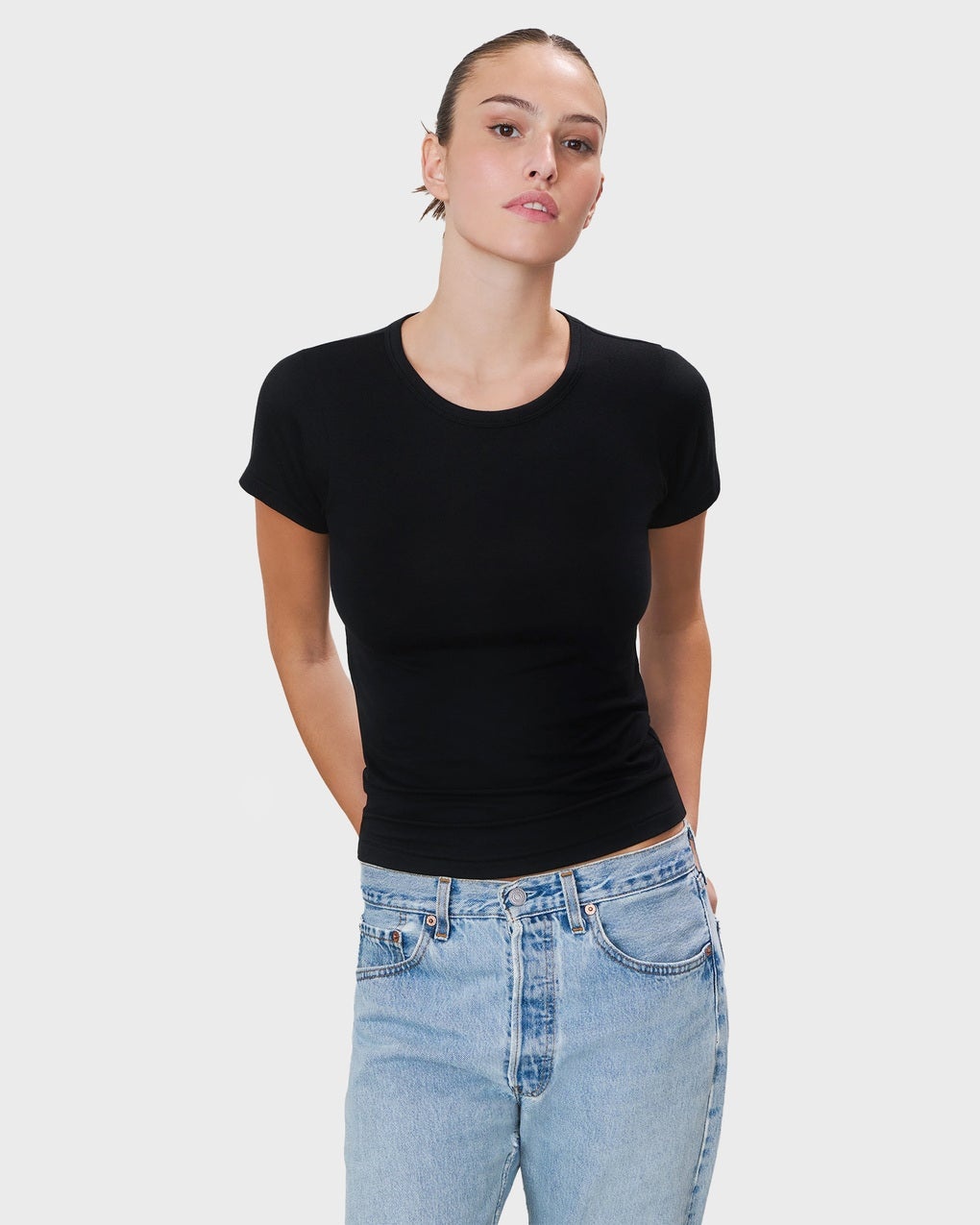 T-Shirt Fitted Crewneck Short Sleeve Black - 3