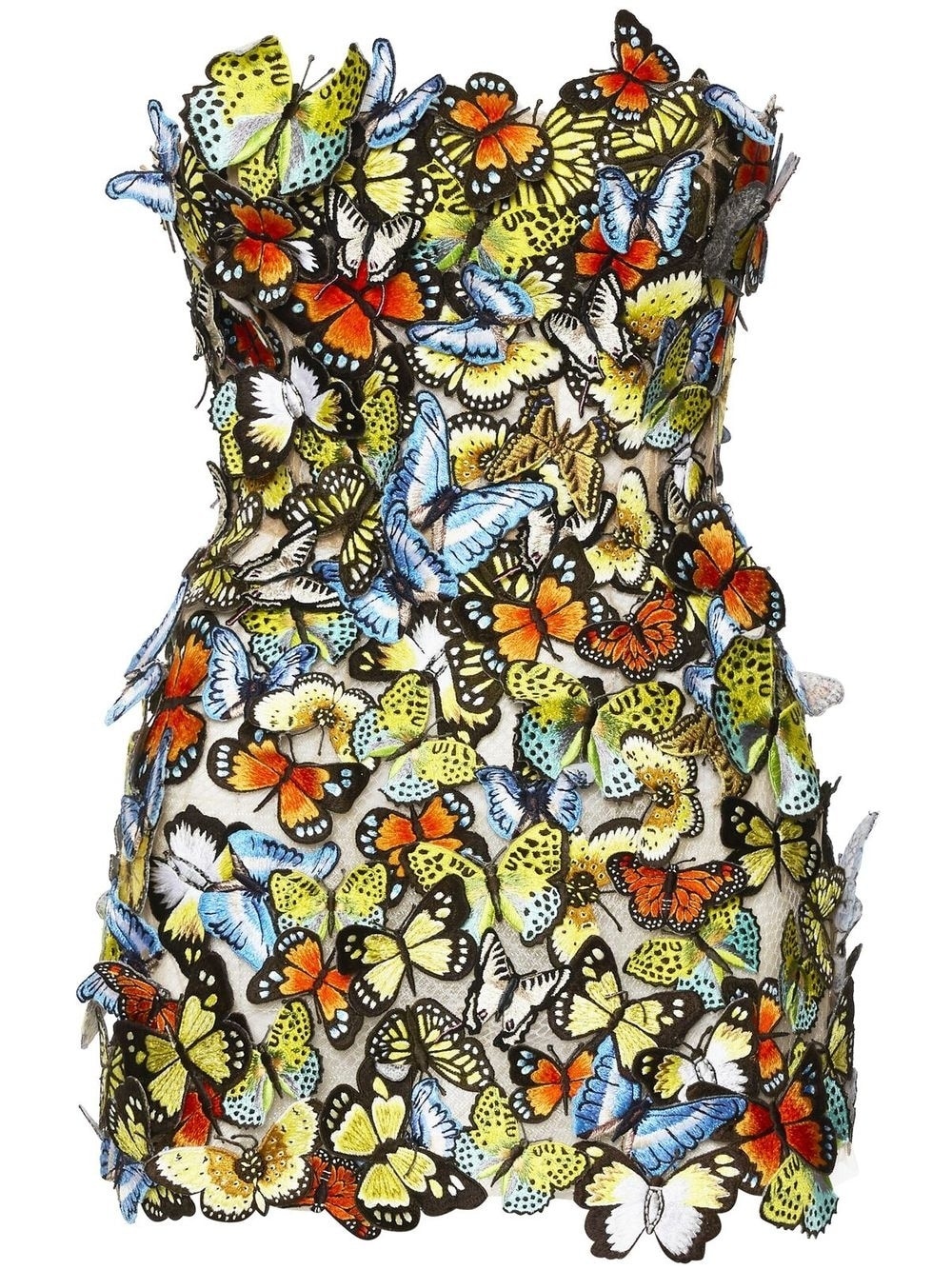 butterfly-appliqué mini dress - 1