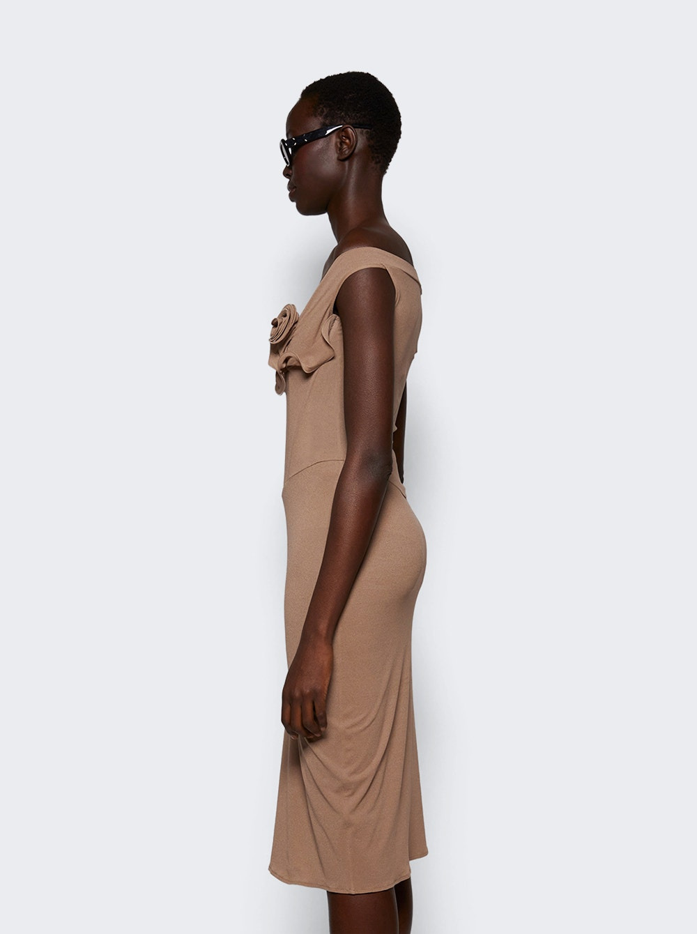 Rose Applique Dress Beige - 3