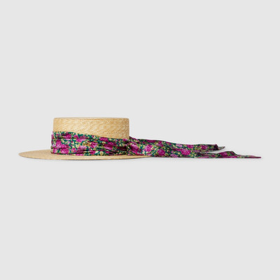 GUCCI Straw wide brim hat with ribbon outlook