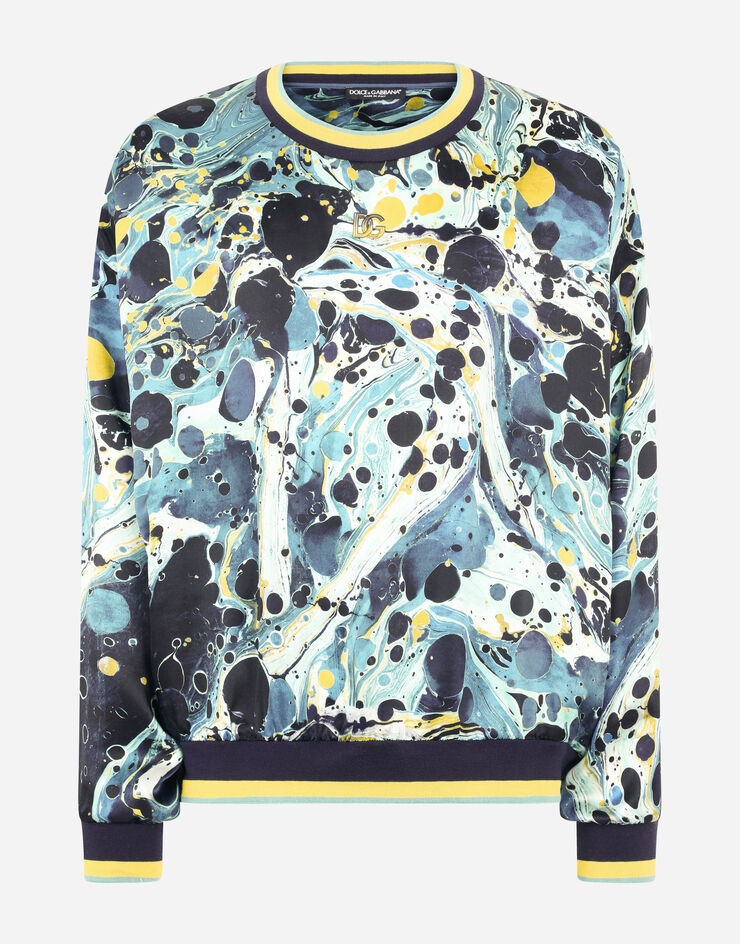 Marbled-print satin sweatshirt with DG logo - 3