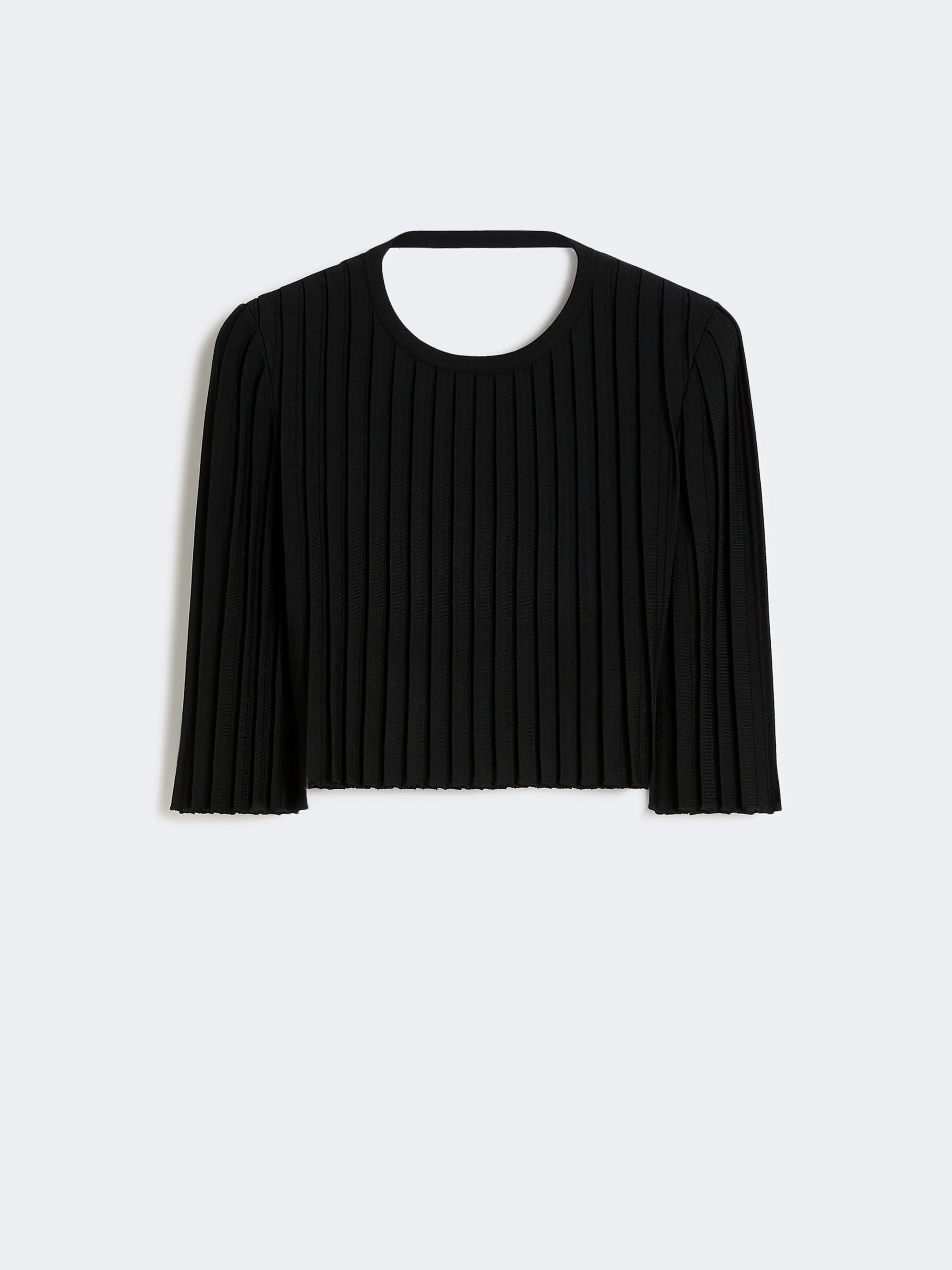 Stretch viscose crop top - BLACK - 1