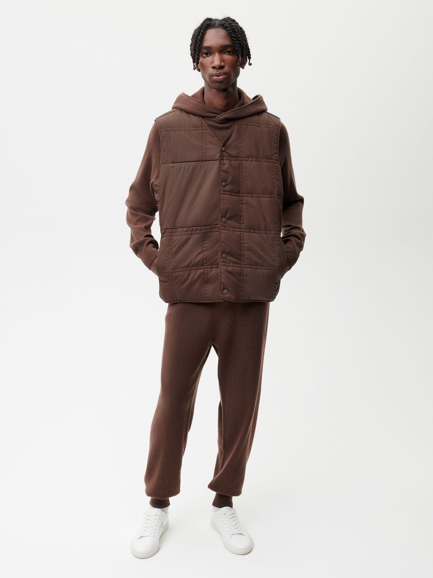 Mens Flower-Warmth Quilted Gilet - Chestnut Brown - 4