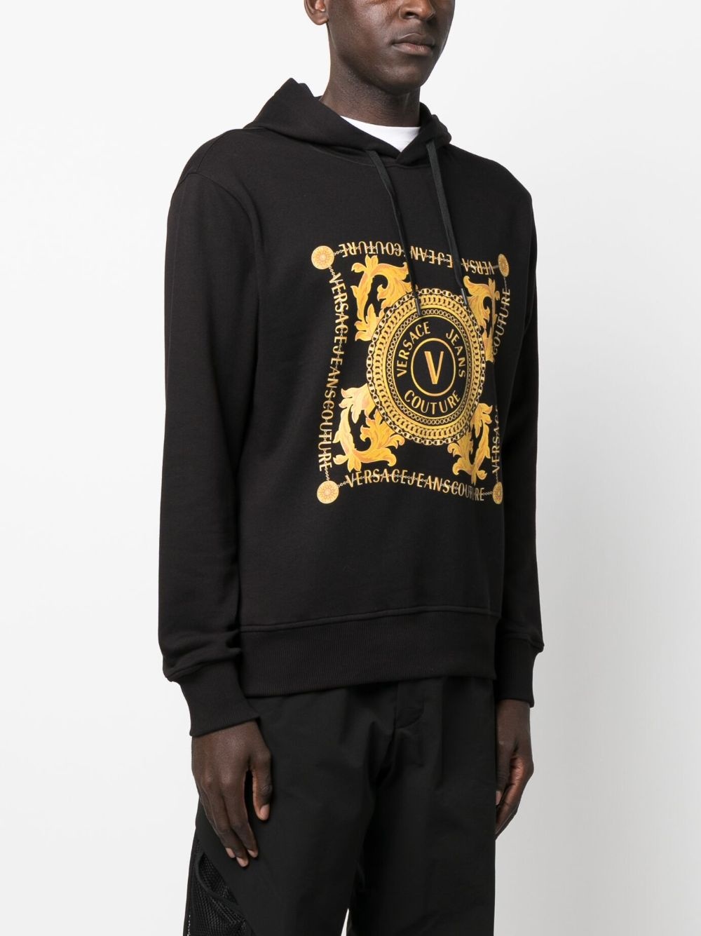 logo-print cotton hoodie - 3
