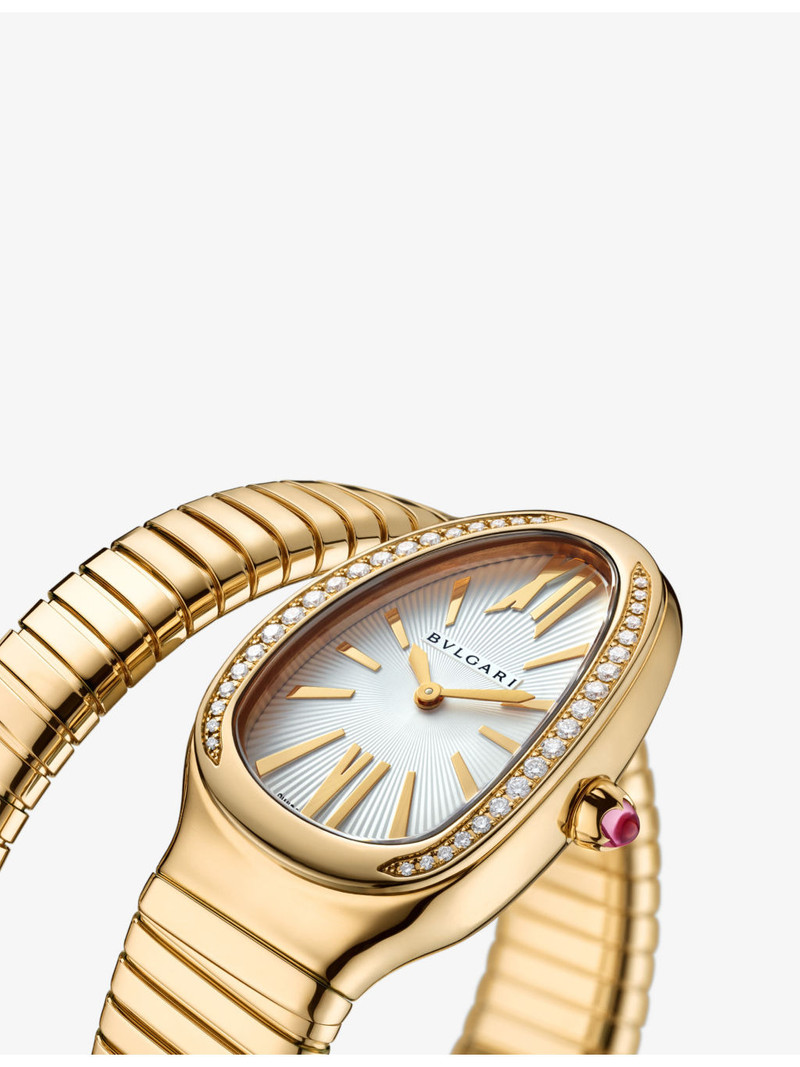 BVLGARI SP35C6GDG.1T Serpenti Tubogas 18ct yellow-gold and 0.29ct brilliant-cut diamond quartz watch outlook