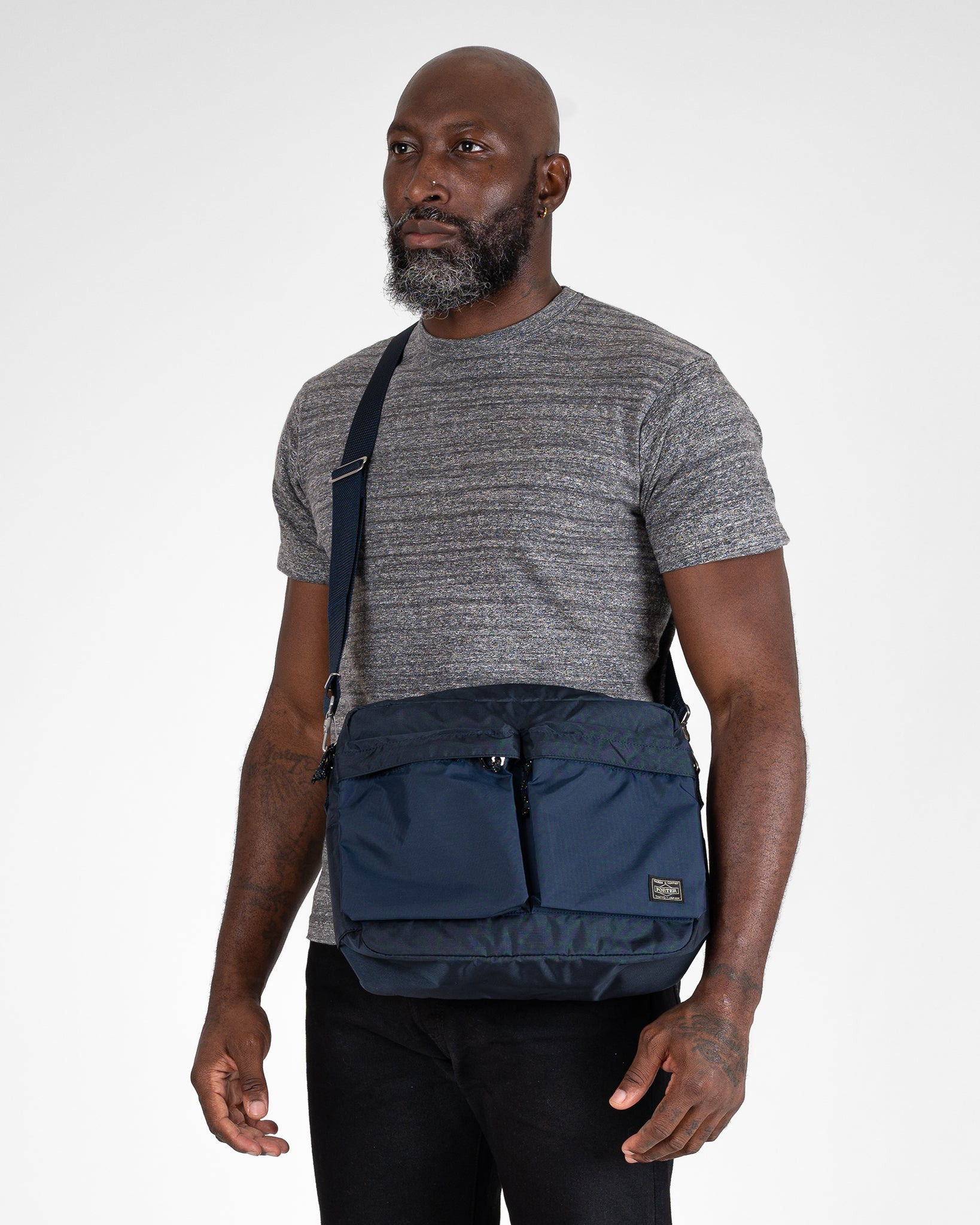 POR-FOR-SHL-NAV Porter - Yoshida & Co. - Force Shoulder Bag - Navy Blue - 2