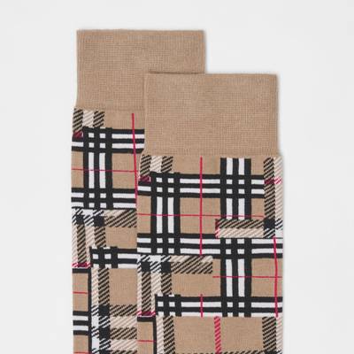 Burberry Patchwork Check Cotton Cashmere Blend Socks outlook