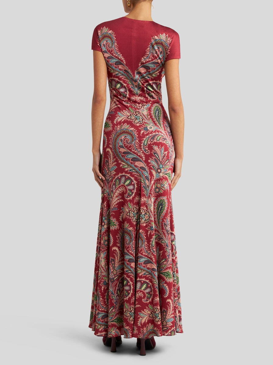 PRINTED CREPE JERSEY LONG DRESS - 4