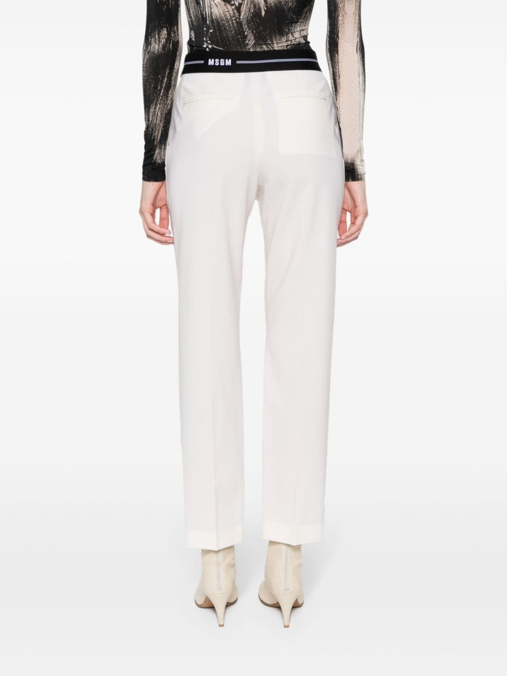 logo-waistband tapered trousers - 4
