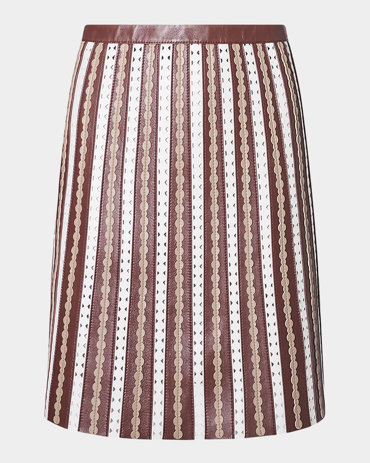 Striped Mixed Media A-Line Skirt - 1