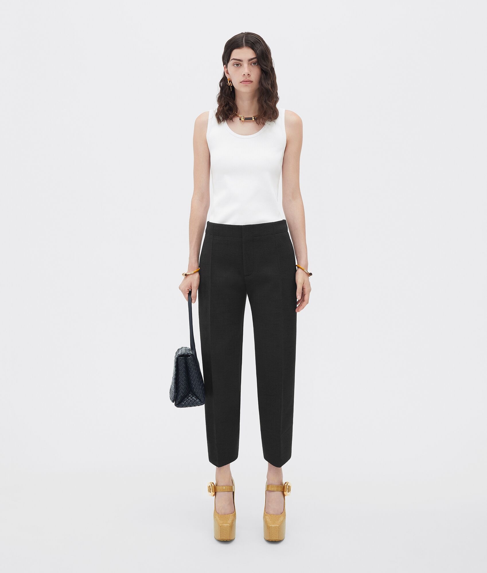 curved shape double wool trousers - 4