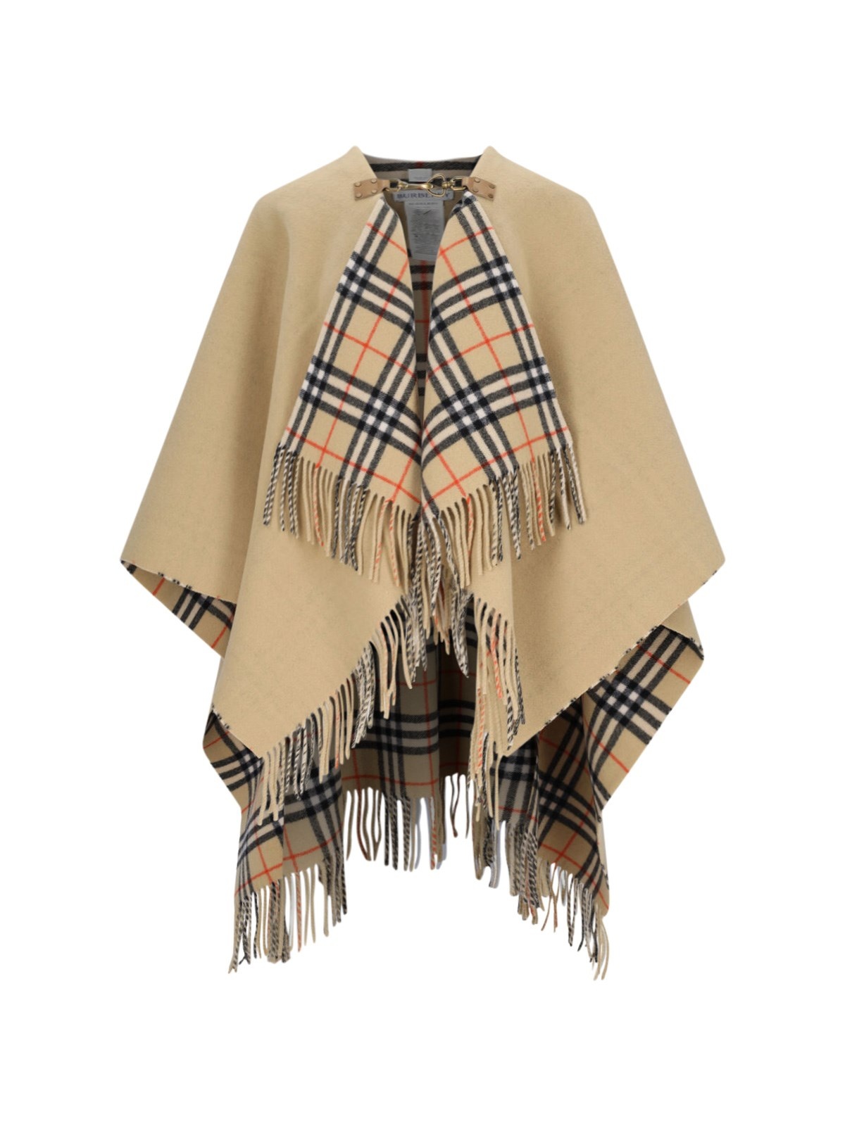 'CHECK' WOOL CAPE - 1