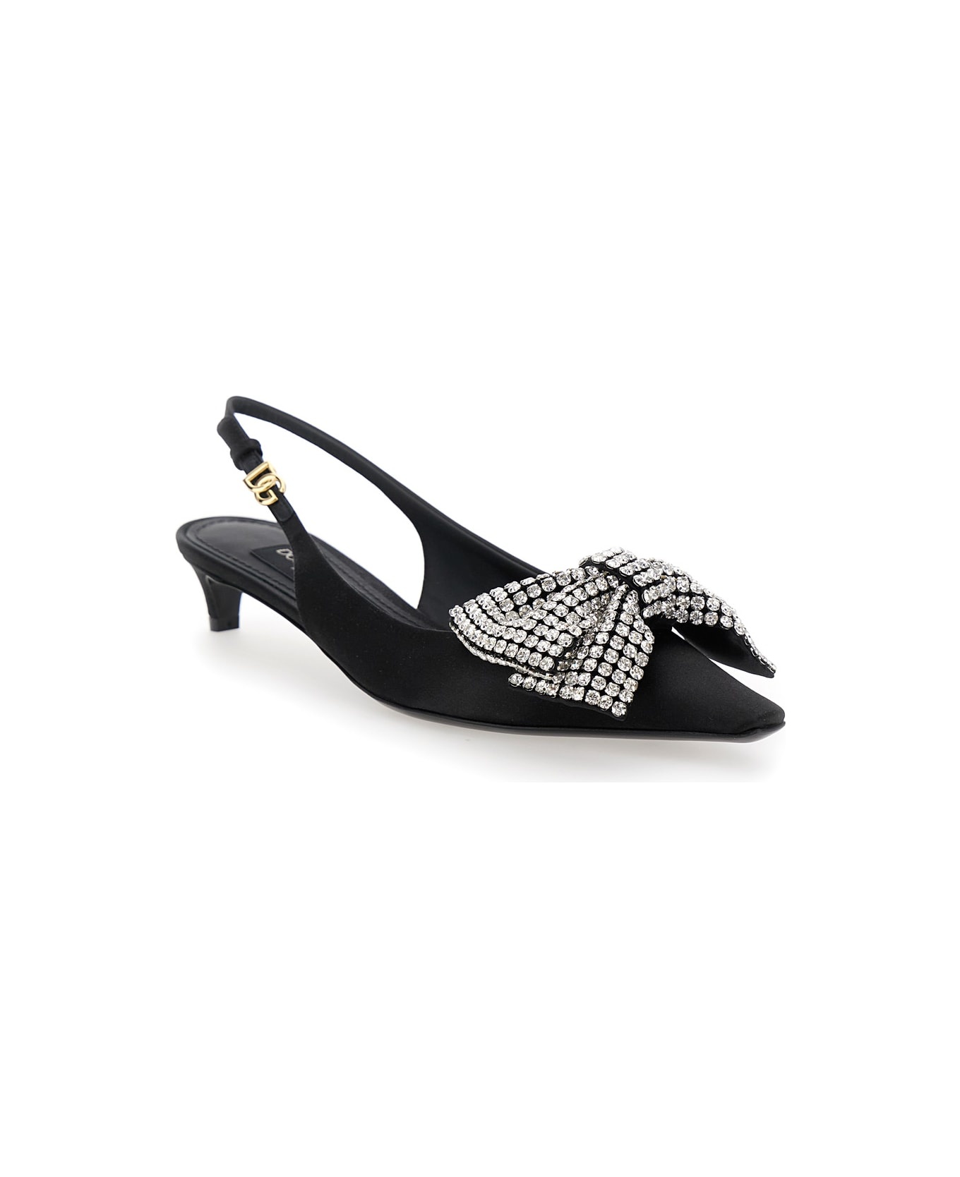 Satin Sling-back With Rhinestone Embroidery - 2