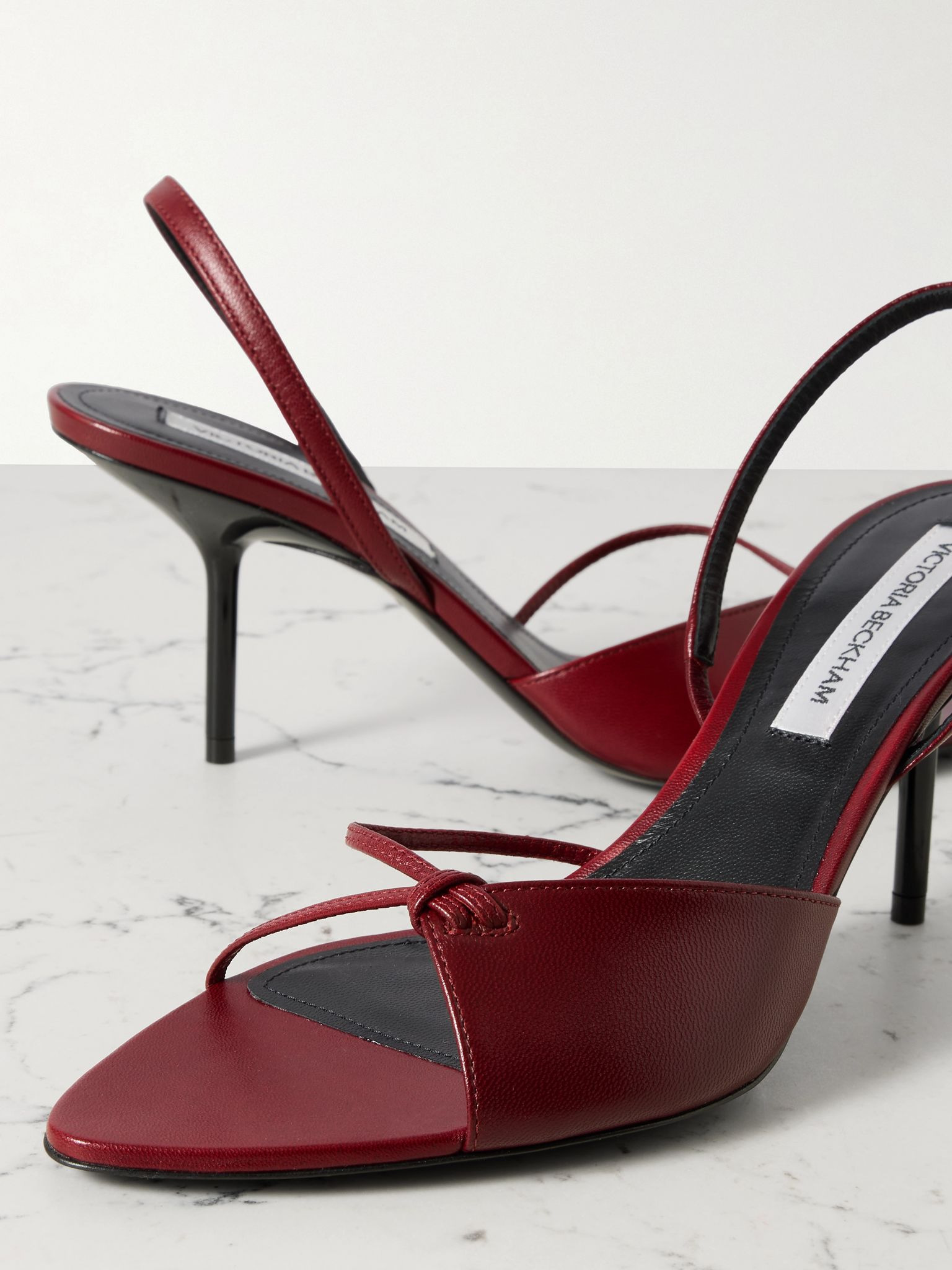 Harlow leather slingback sandals Burgundy - 4