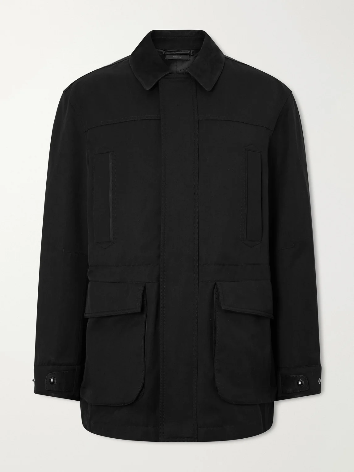 Suede-Trimmed Cotton-Blend Twill Jacket - 1