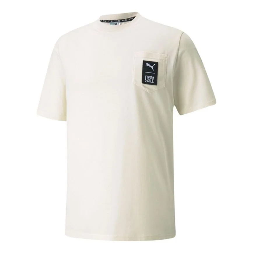 PUMA x FIRST MILE Crossover Pocket Small Label Solid Color Sports Short Sleeve White 532337-73 - 1