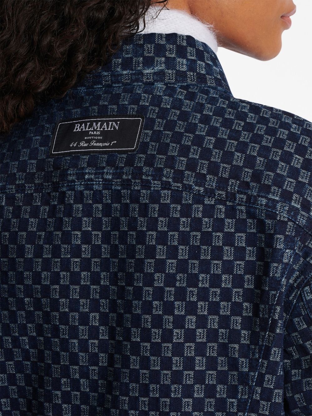 monogram-print denim jacket - 7