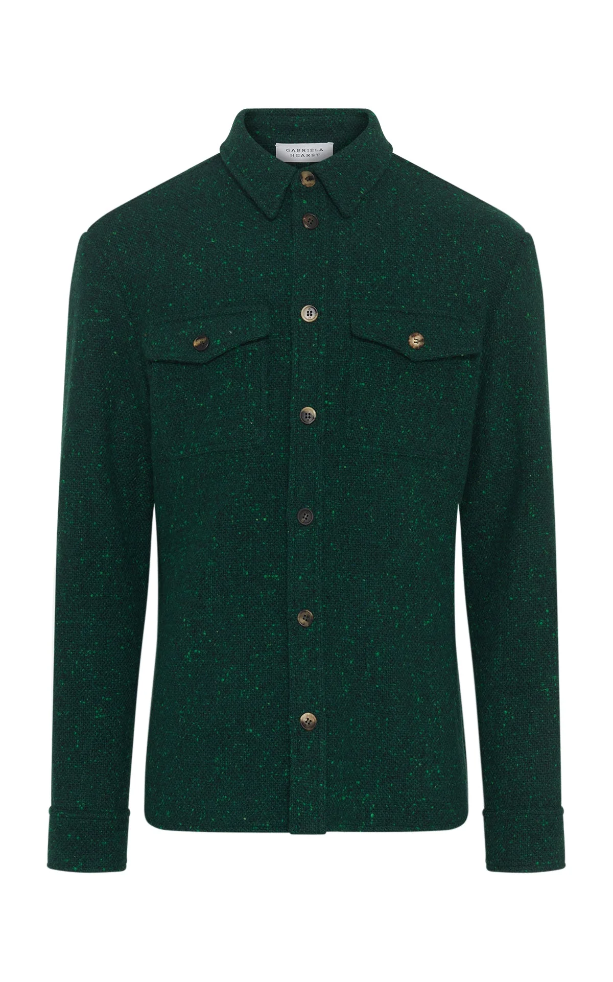 Lucas Overshirt in English Green Speckled Cashmere - 1