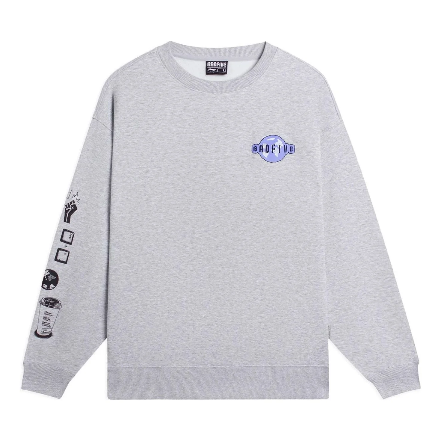 Li-Ning BadFive Graphic Sweatshirt 'Grey' AWDSC01-1 - 1