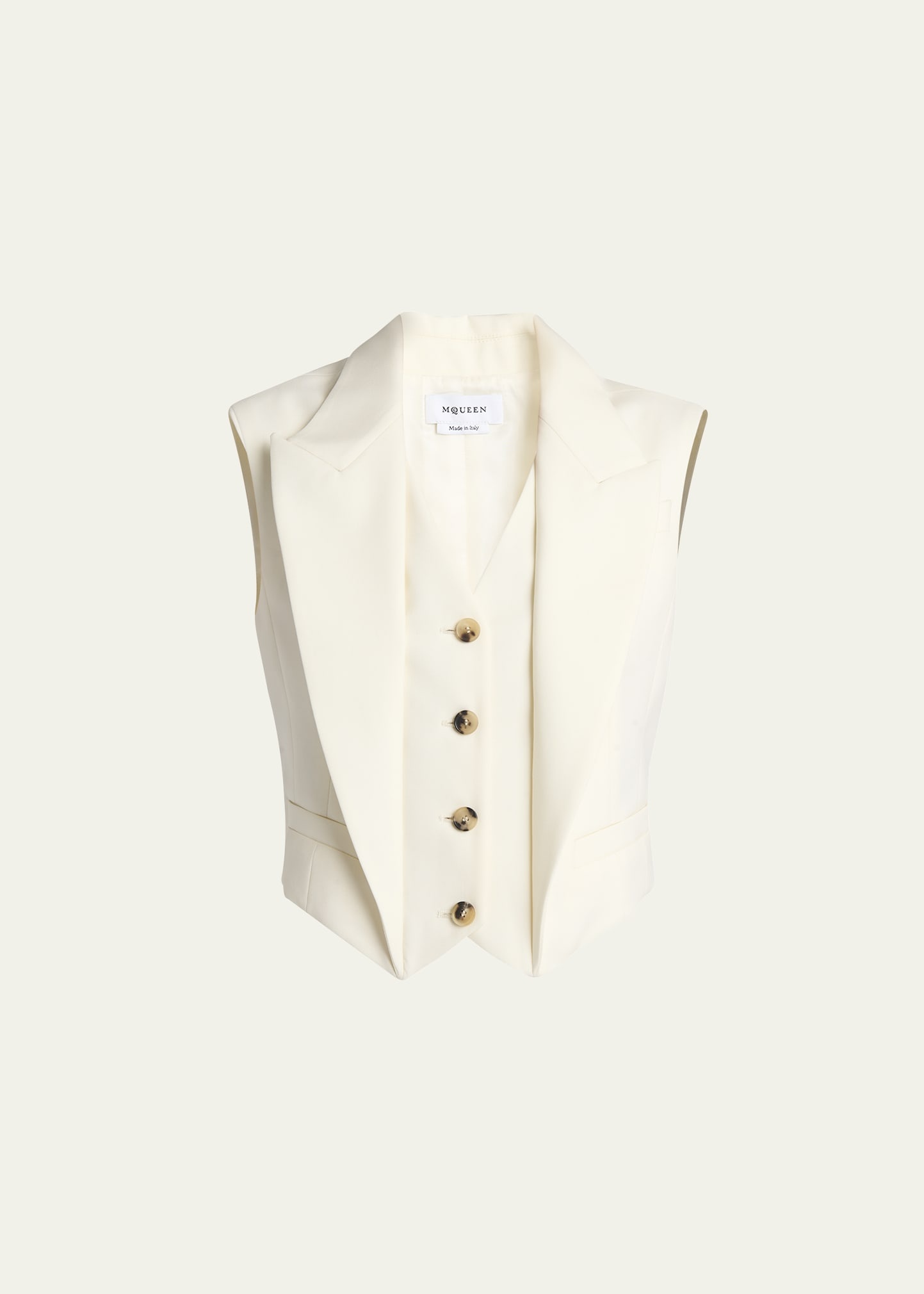 Upturned Lapel Crop Vest - 1