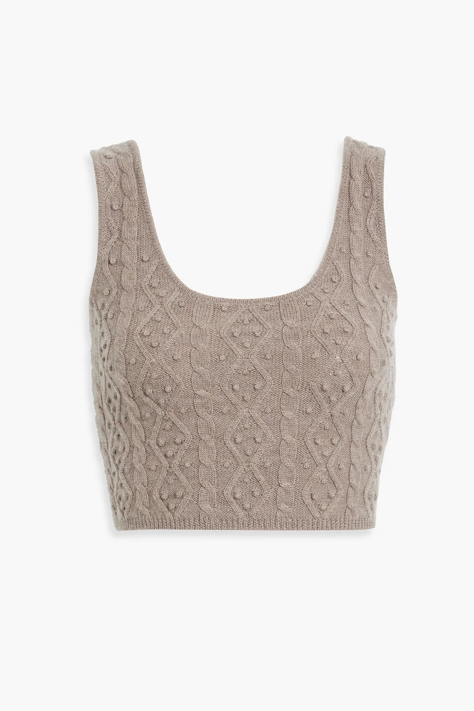 Iris cropped cable-knit wool and cashmere-blend tank - 1