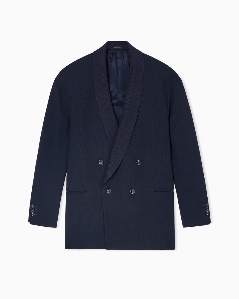 DOUBLE-BREASTED JACKET IN VIRGIN WOOL AND CANNETÉ VISCOSE 1