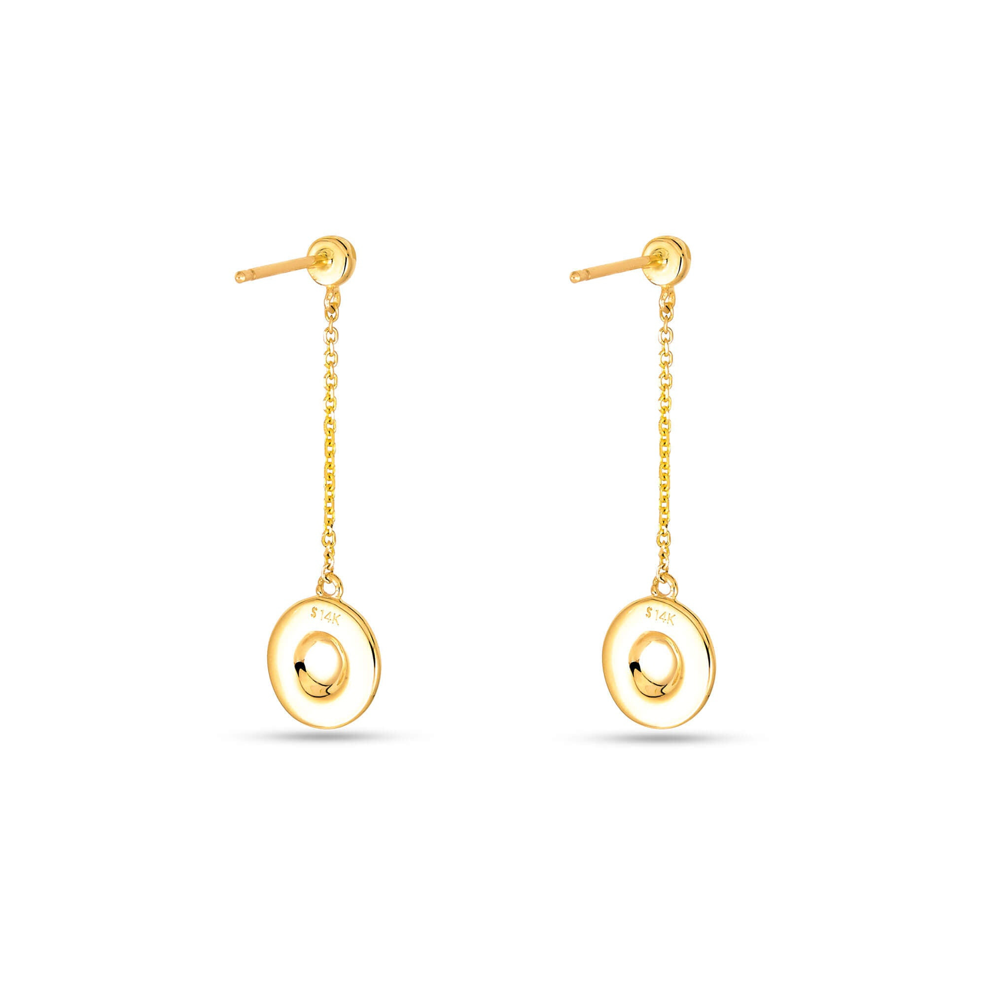 Diamond Button Drop Earrings - 4