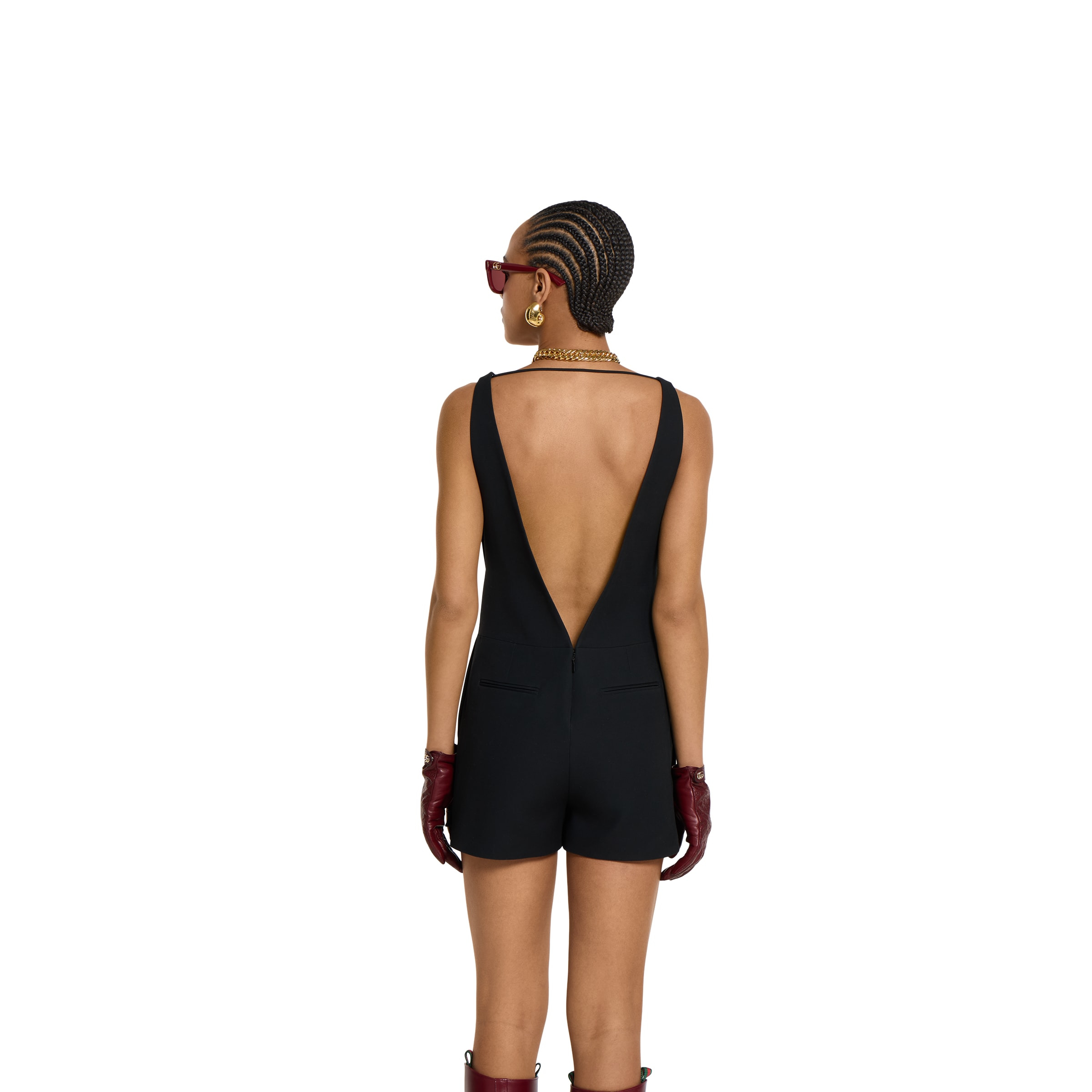 Crêpe wool silk jumpsuit with tiger - 4
