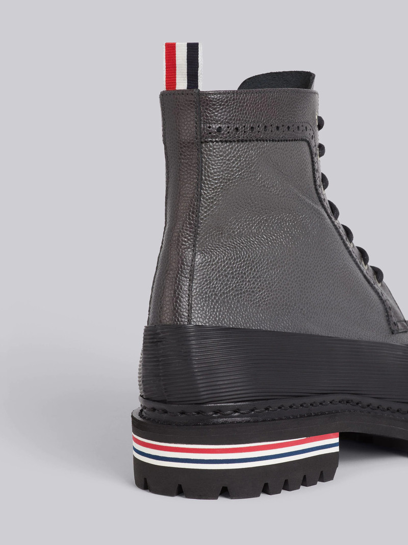 Thom Browne Medium Grey Pebbled Calfskin Vulcanized Longwing Boot outlook