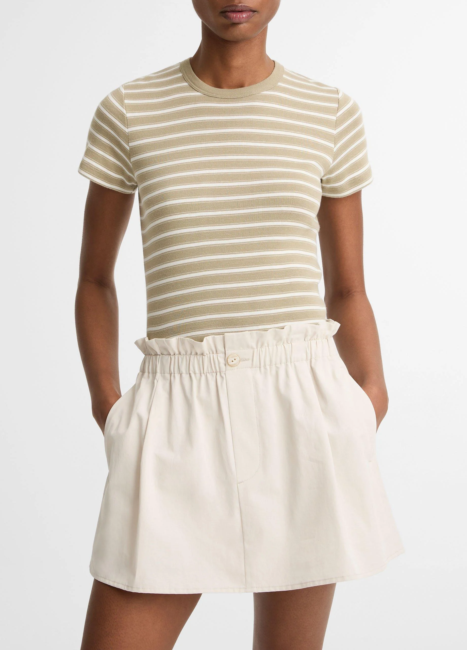 Striped Pima Cotton-Blend '90s Shrunken T-Shirt - 1