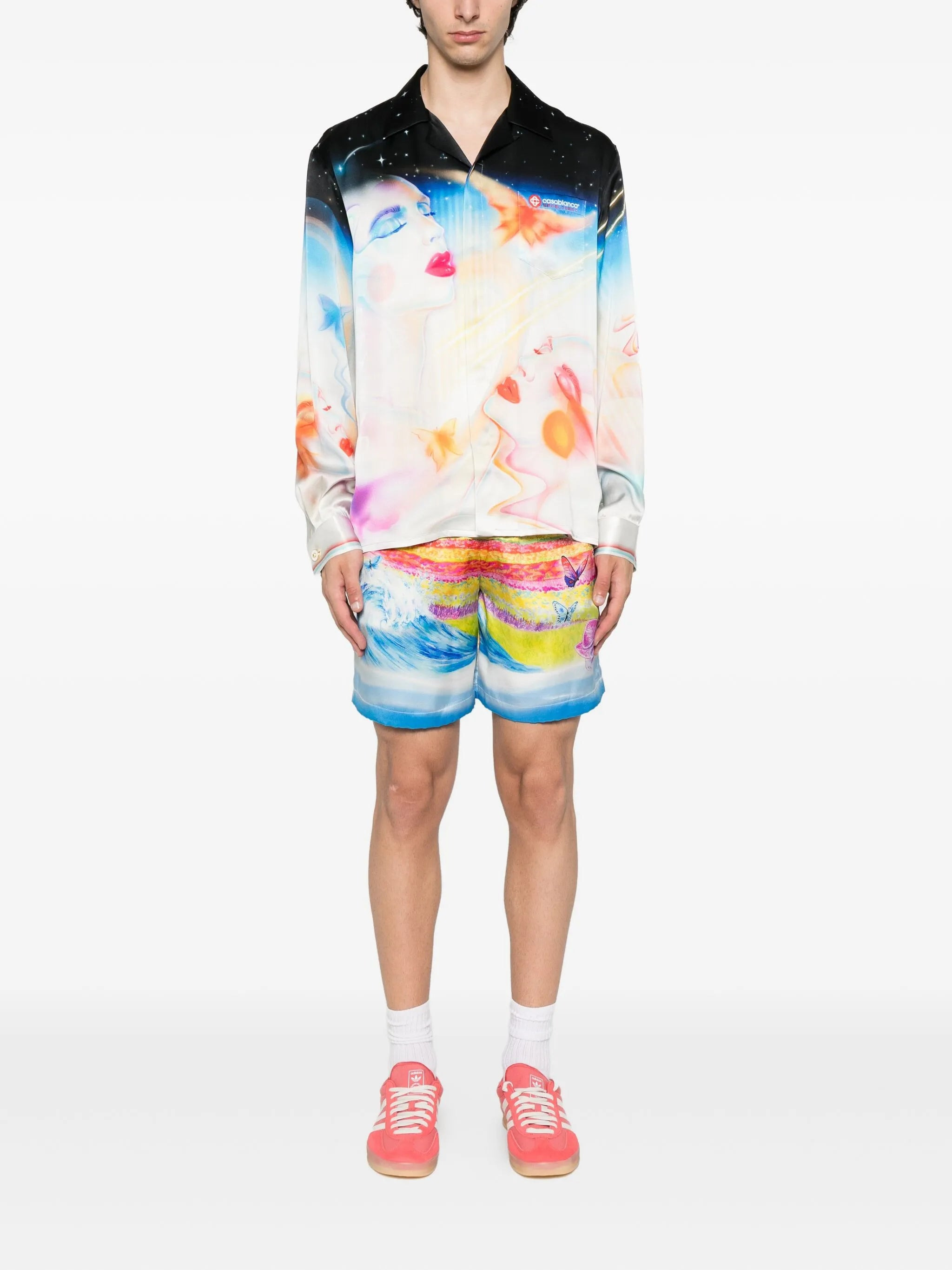 landscape-wave print shorts - 2