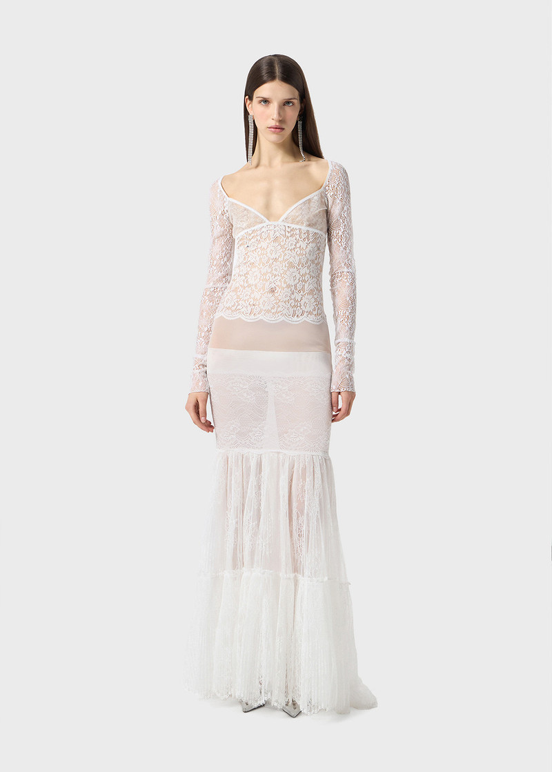 Blumarine LONG DRESS IN LACE AND TULLE outlook
