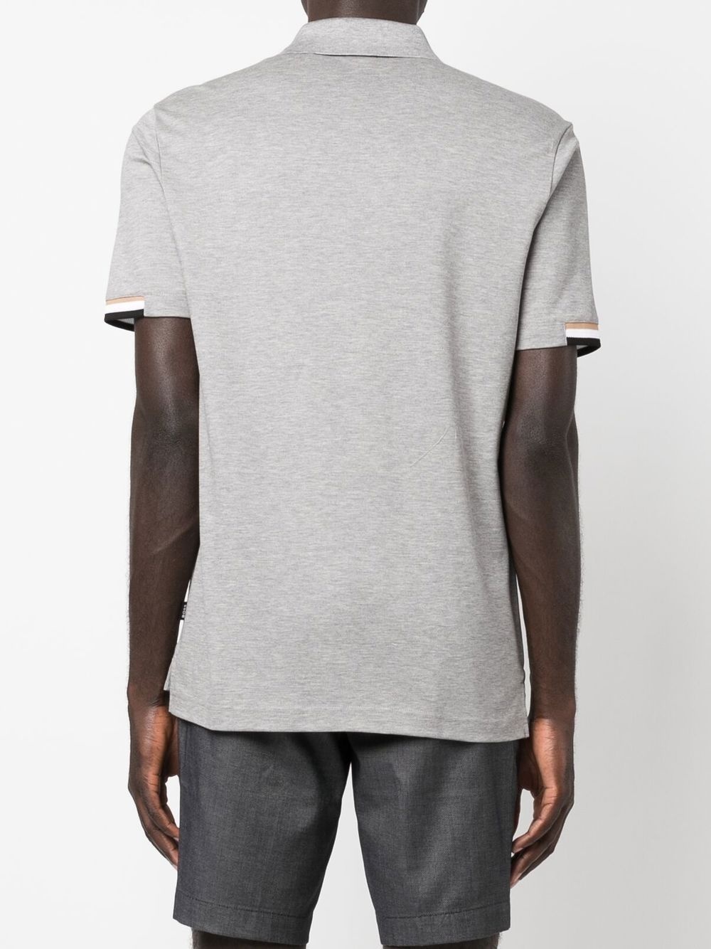 stripe-collar short sleeved polo shirt - 4