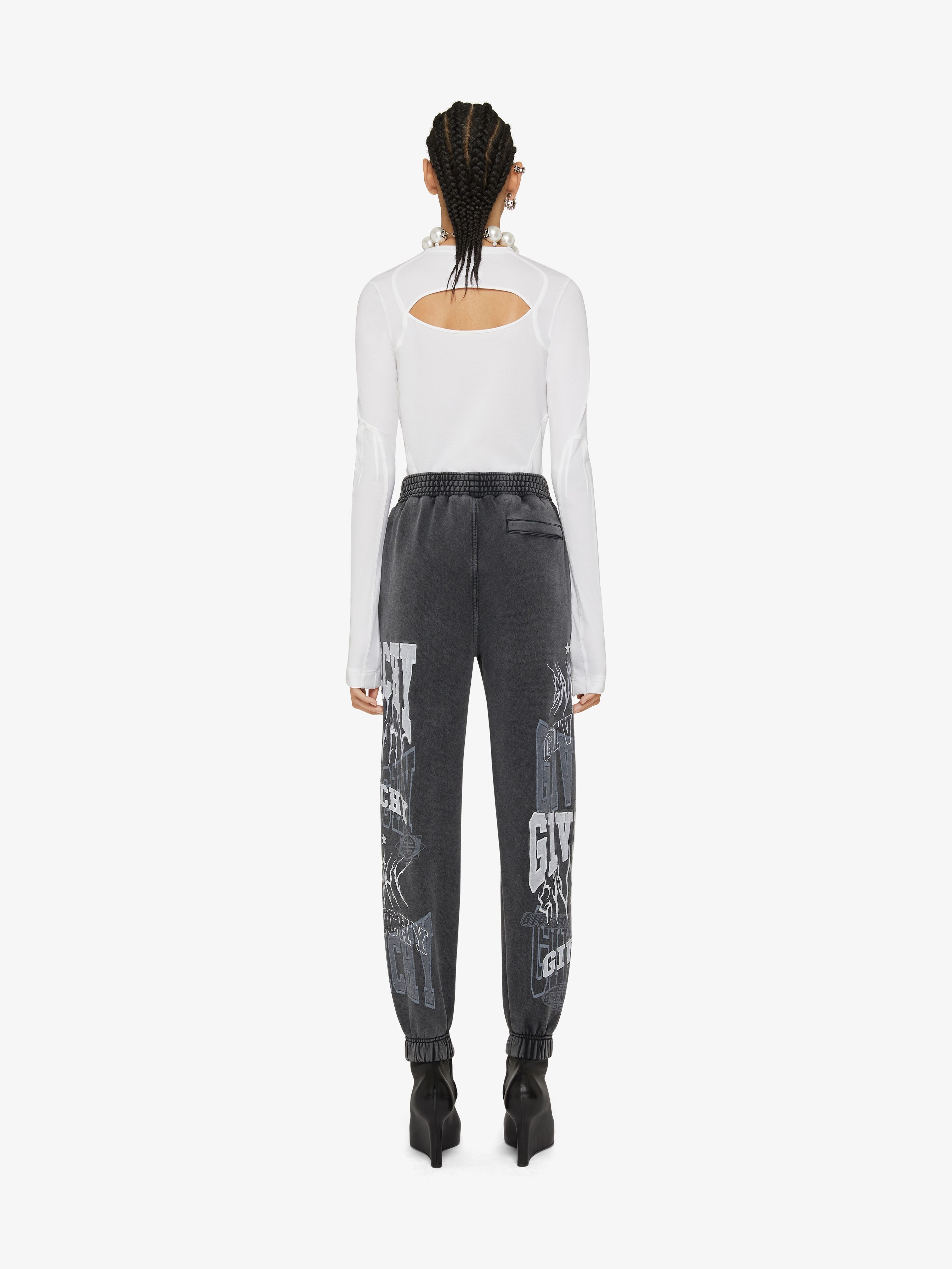 SLIM FIT JOGGER PANTS IN EMBROIDERED WASHED OUT FELPA - 4