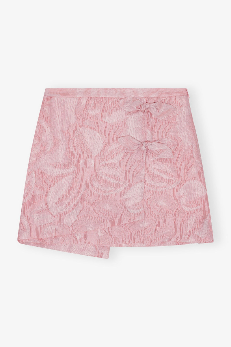 PINK TEXTURED CLOQUÉ MINI SKIRT - 1