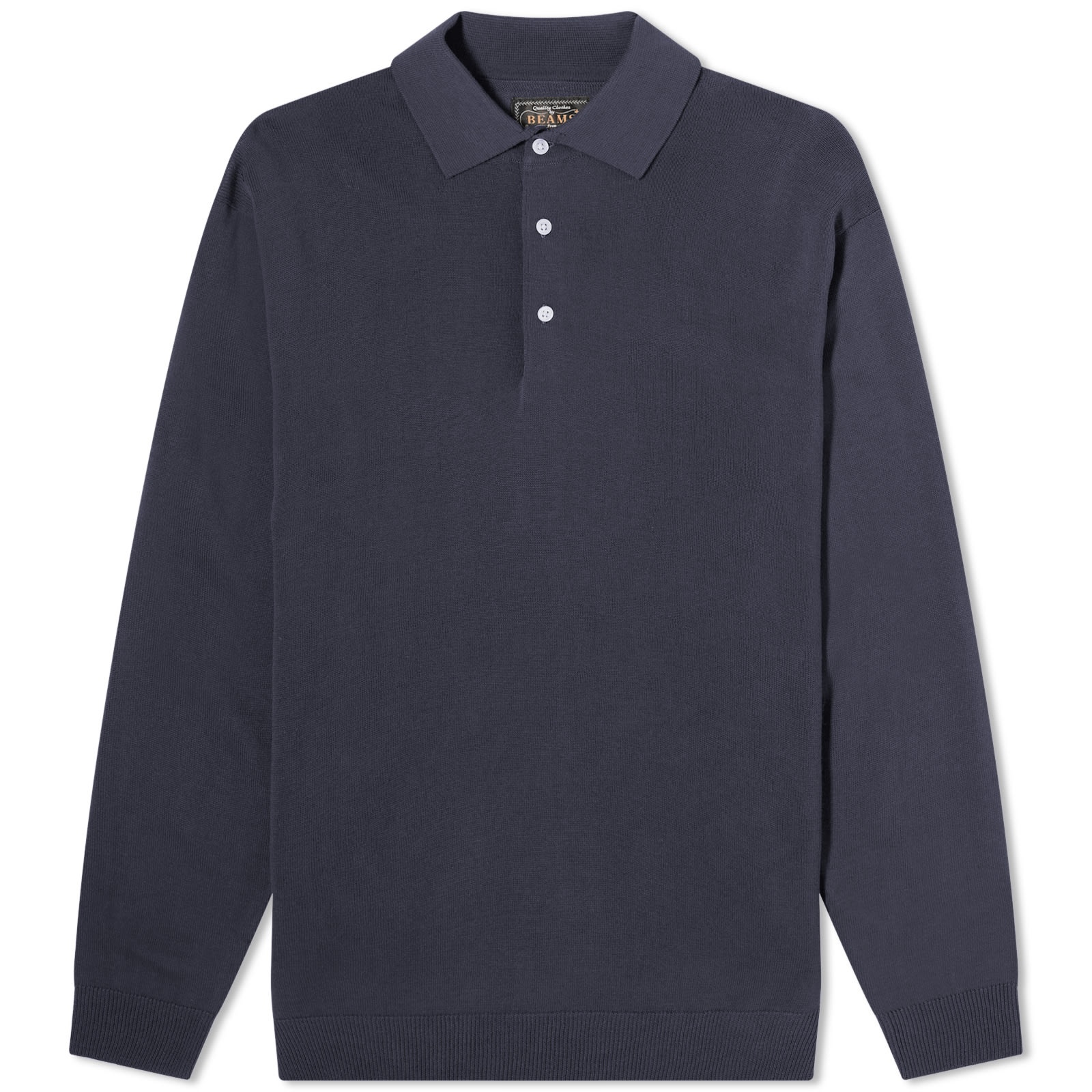 Beams Plus 12g Knit Long Sleeve Polo - 1