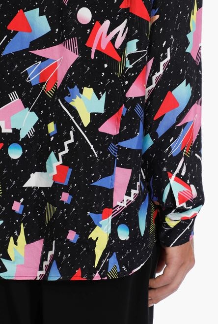 Oversized cuprammonium rayon shirt with multicolor print - 5