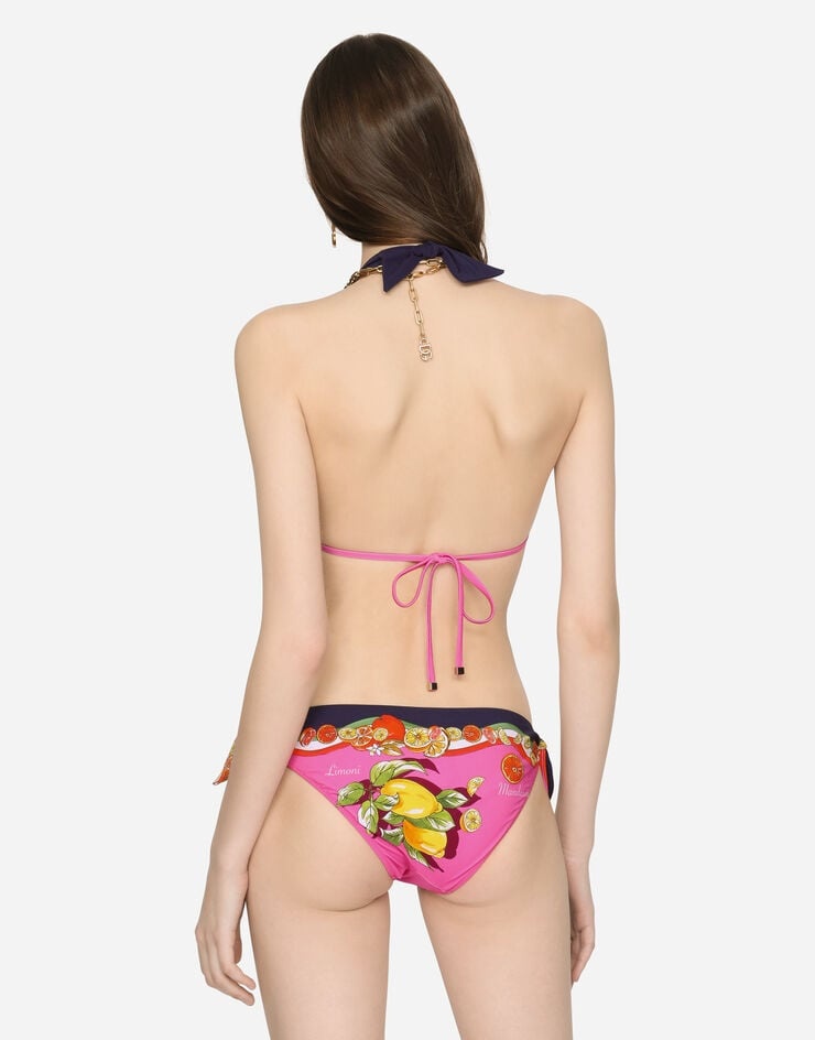 Citrus-print padded triangle bikini - 5